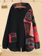 Blusa con capucha y estampado de patchwork irregular vintage Plus talla - Negro