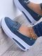 Large Size Women Solid Color Casual Comfy Platform Sneakers - Blue