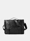 Men Vintage Multifunction Waterproof Faux Leather Briefcase Shoulder Bag - Black