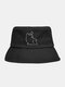 Collrown Unisex Cotton Cloth Lovely Cat Pattern Casual Ourdoor Sunshade Foldable Flat Caps Bucket Hats - Black