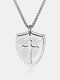 Vintage Stainless Steel Cross Necklace Shield Ornament Men's Pendant - #01