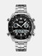 Alloy Business Large Dial Steel Belt Waterproof Electronic Luminous Dual Time Display Watch - Black