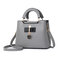Women Faux Leather Tote Bag Handbag Shoulder Bag - Grey