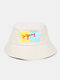 Women & Men Letter Embroidery Pattern Casual Outdoor Visor Bucket Hat - White