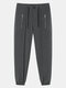 Mens Solid Color Pintuck Zip Pocket Drawstring Waist Casual Cuffed Pants - Gray