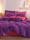 4Pcs AB Sided Plain Color Crystal Velvet Comfy Bedding Duvet Cover Set Pillowcase Adults Bed Duvet Set - Rose
