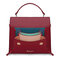 Women Flap Organ Handbag Casual Solid Crossbody Bag - Wine Red