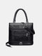 Vintage Genuine Leather Multi-layer ZIP Color Block Design Crossbody Bag Handbag - Black