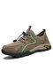 Men Mesh Breathable Outdoor Slip Resistant Hiking Walking Shoes - Khaki