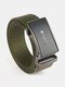 Men Nylon Solid Color Aluminum Alloy Automatic Buckle Outdoor Train Casual Breathable Belt - Army Green