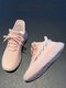 Women Casual Lace-up Running Shoes Breathable Soft Comfy Training Sneakers - Pink