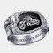 Punk Carved Eagle Beak Wings Stars Stripes Ring Motorcycle Pattern Men Ring Jewelry - Silver