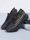 Women Breathable Mesh Rainbow Pattern Running Shoes Non-slip Casual Sneakers - Black