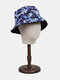 Unisex Cotton Overlay Camouflage Pattern Print Double-Side-Wear Outdoor Riding Fishing Sunshade Bucket Hat - Blue