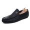 Men Hand Stitching Leather Slip On Soft Causual Driving Shoes  - Black