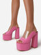 Sapatos de festa sensuais femininos plus size casuais de salto super alto - Rosa