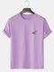 Mens Cartoon Astronaut Chest Print Crew Neck Cotton Short Sleeve T-Shirts - Purple