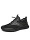 Men Breathable Knitted Fabric Light Weight Soft Walking Water Shoes - Black