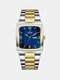 9 Colors Alloy Stainless Steel Men Casual Business Watch Calendar Pointer Quartz Watch - Gold Blue Silver