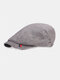 Men Cotton Solid Color Retro All-match Forward Hat Flat Cap Beret - Gray