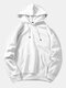 Mens Plain Style Solid Color Muff Pocket Drawstring Hoodies - White