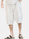 Mens Solid Color Breathable & Thin Elastic Drawstring Casual Light Shorts - White