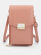 JOSEKO Women's PU Leather Multifunctional Korean Mobile Phone Bag Messenger Bag All-match Simple Shoulder Bag - Pink