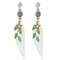 Fashion Feather Earrings Star Rhinestones Acrylic Dangle Earrings Gift for Girls Women - Green