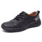 Men Microfiber Leather Hand Stitching Non Slip Soft Casual Shoes - Black