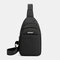 Men Earphone Hole Large Capacity Multi-pocket Waterproof Crossbody Bag Sling Bag - Black