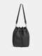 Brenice Women PU Leather Elegant Large Capacity Bucket Bag String Design Popular Crossbody Bags - Black