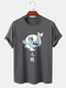 Mens Crane Chinese Character Graphic Cotton Short Sleeve T-Shirts - Dark Gray