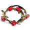 Boho Garland Weave Floral Flower Wedding Bride Party Elastic Hairband Headband - Red