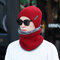 Fleece Lined Warm Beanie Hat Knitted Hat Scarf Set For Men Women Skullies Beanies Bonnet - Red