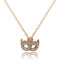 Rhinestone Gold Silver Fox Mask Pendant Necklace - Gold
