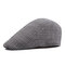 Mens Vintage Adjustable Lattice Cotton Beret Peaked Cap Casual Breathable Cowboy Beret Hats - Gray