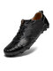 Menico Men Comfy Non Slip Soft Hand Stitching Casual Leather Shoes - Black