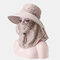 Women Multifunction Cover Face Ponytail Cap Beach Driving Sunscreen Shawl Sun Cap - Gray