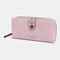 Women Casual Solid Long Wallet Card Holder - Light Pink