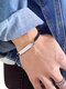 Trendy Simple Inlaid Zircon Curved Brand Hand-woven Drawstring Adjustable Titanium Steel Couple Bracelets - Silver