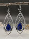 Vintage Turquoise Earrings Temperament Metal Earrings Jewelry Gift - Blue