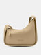 Women Faux Leather Brief Fashion Design Solid Color Crossbody Bag Shoulder Bag - Khaki