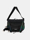 Men Nylon Faux Leather Fashion Large Capacity Reflective Crossbody Bag Shoulder Bag - Black