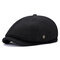 Mens Winter Thicken Warm Wool Beret Cap Outdoor Casual Solid Forward Octagonal Hat - Black