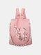 Women Multi-carry Embroidered Anti -theft Waterproof Travel Backpack Crossbody Bag - Pink