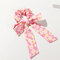 Temperament Daisy Bow Hair Tie Ponytail Scarf Elastic Hair Rope Print Ribbon Hairbands - Pink