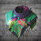 Listras multicoloridas casuais femininas em volta do pescoço lenços e xales envoltório de crochê com botões Padrão - roxa