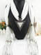 Vintage Triangular Pendant Tassel Solid Color Dacron Alloy Resin Scarf Necklace - White