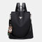 Women Printed Nylon Anti-theft Backpack - Black