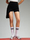 Irregular Solid Zip Button Shorts For Women - Black